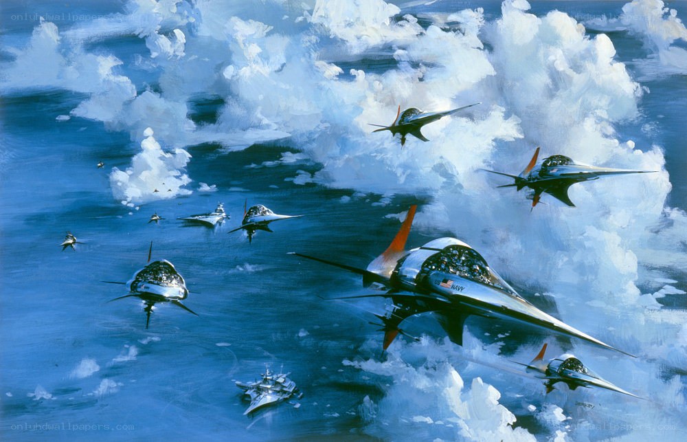 Futuristic fighter jets in combat
