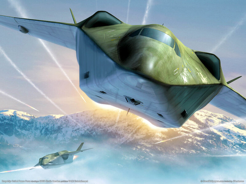 Futuristic fighter jets in flight