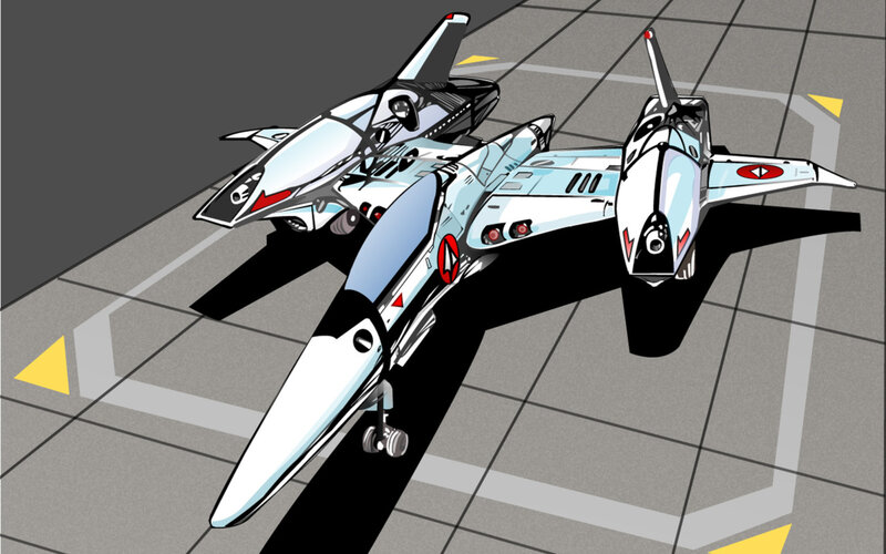 futuristic fighter jets on tarmac
