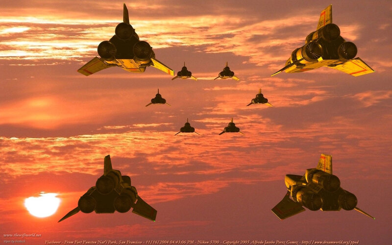 Futuristic Fighter Jets — Orange, Dramatic