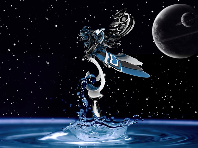 futuristic figure in space