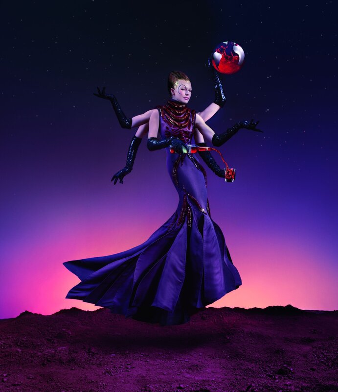 futuristic figure on alien planet