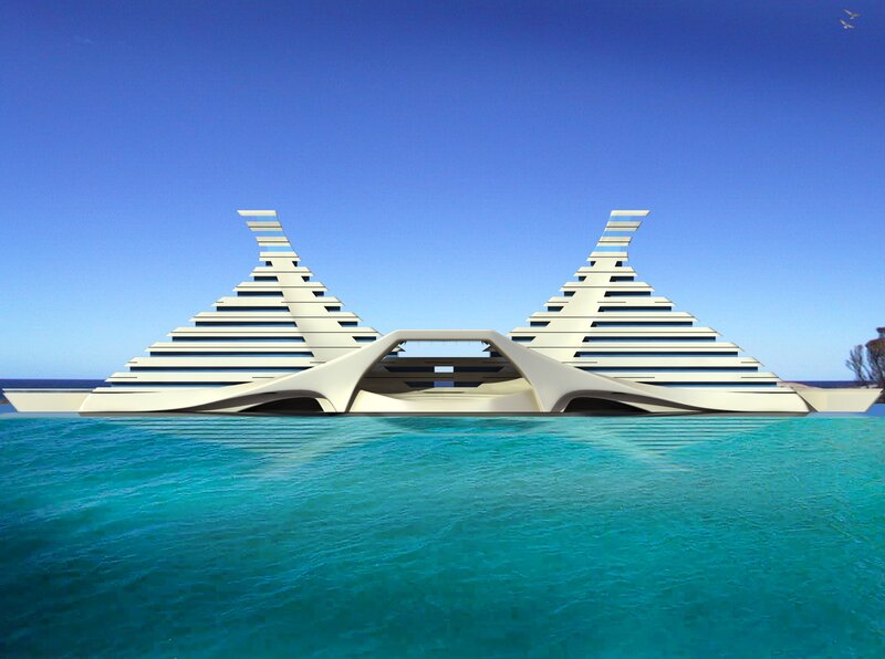 futuristic floating architecture