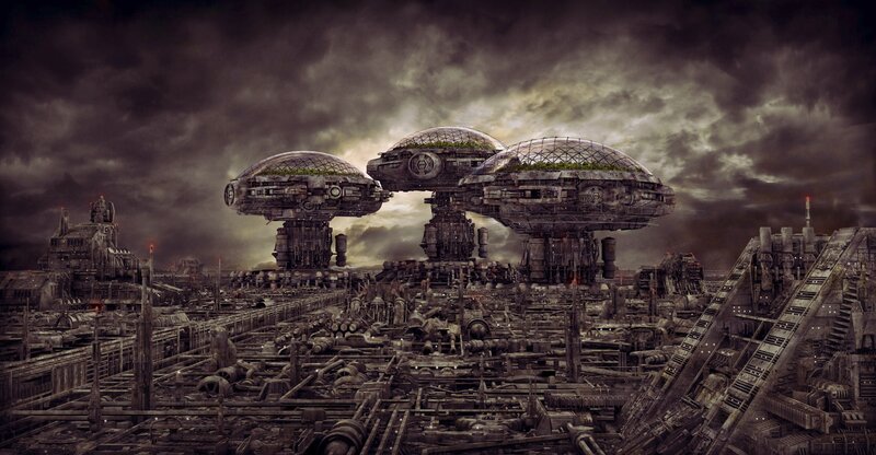 Futuristic Floating Cities — Gray