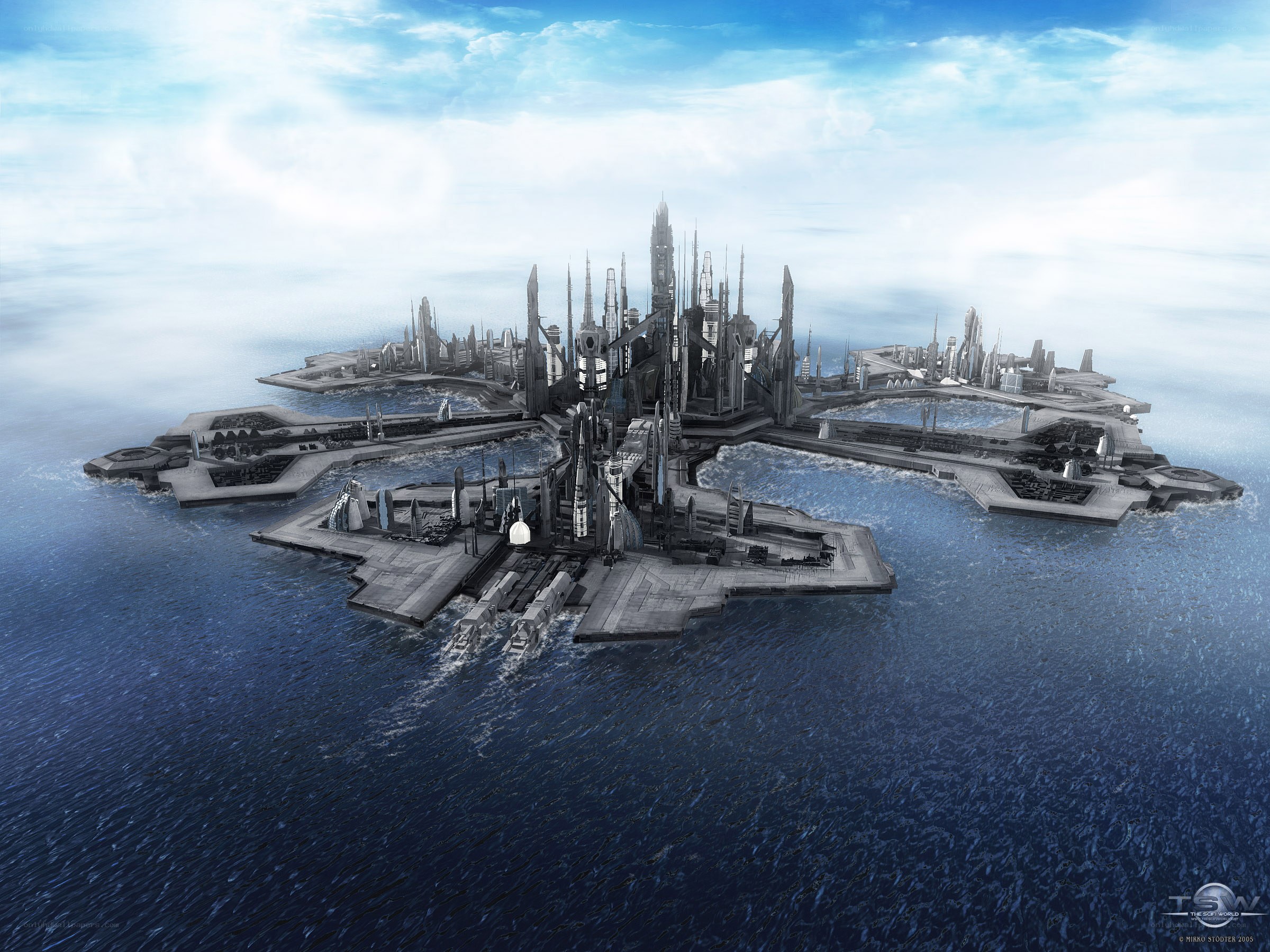 futuristic floating city