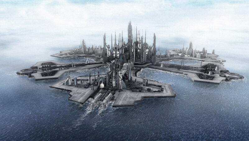 futuristic floating city