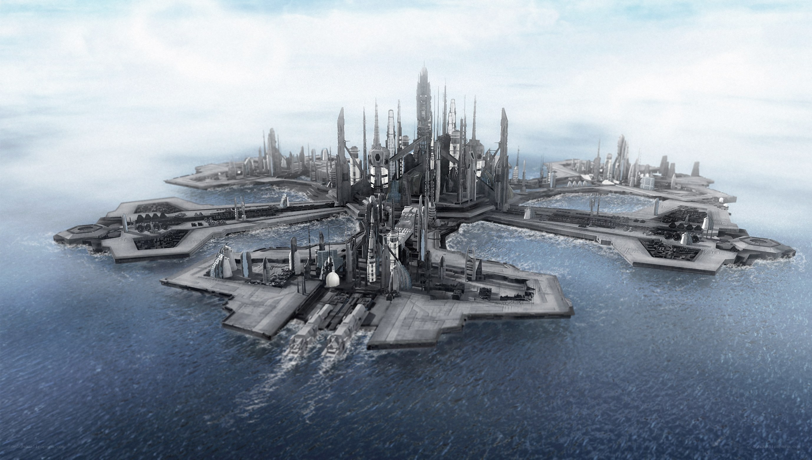 futuristic floating city