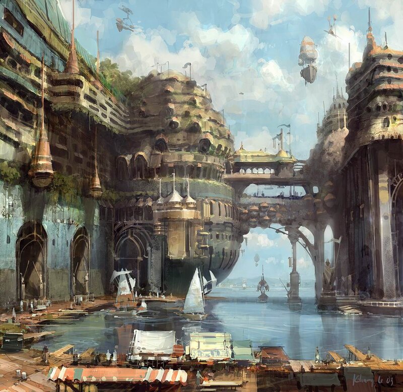 futuristic floating city