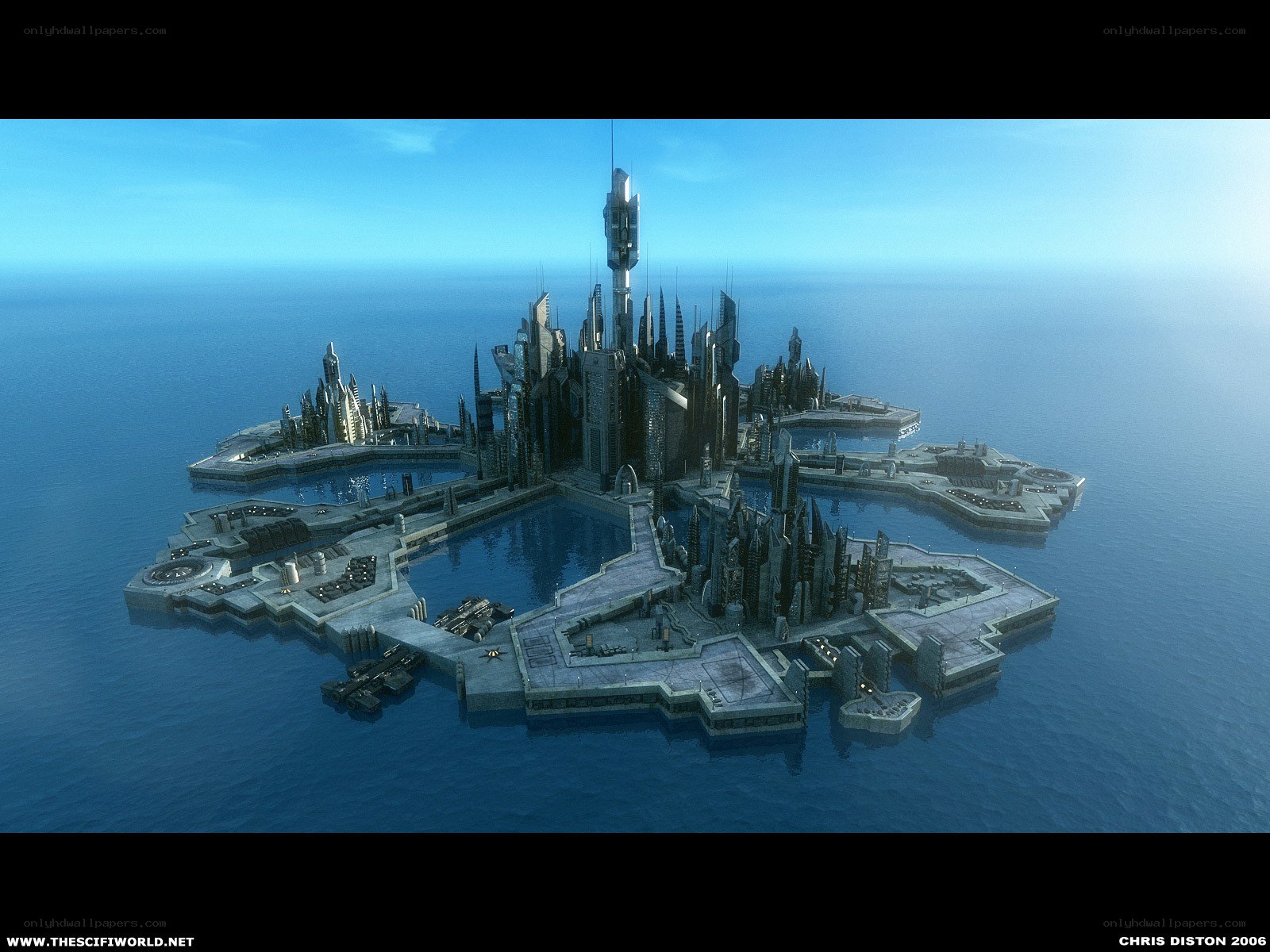 futuristic floating city