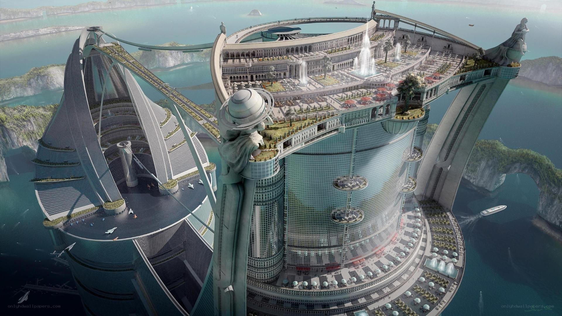 futuristic floating city