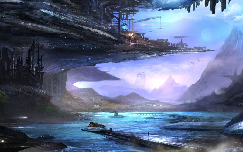 futuristic floating city