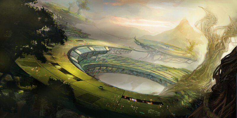 futuristic floating city