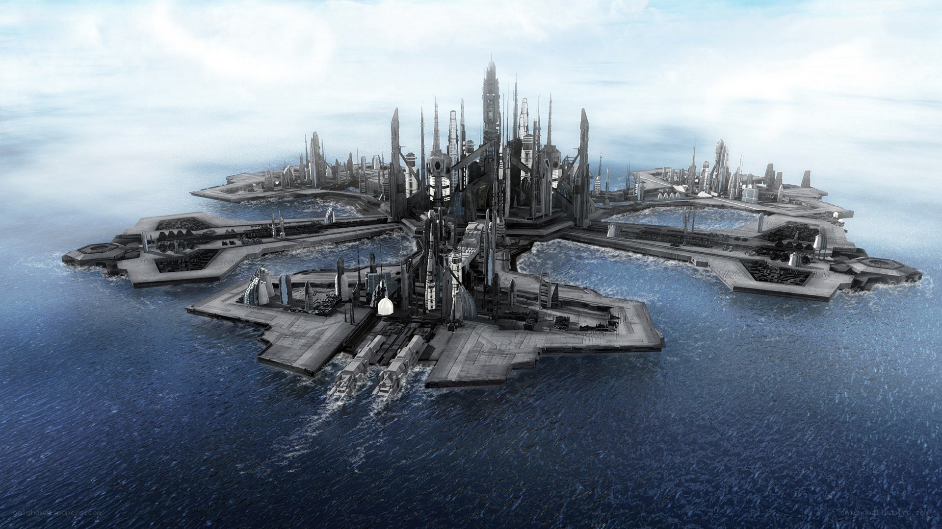 futuristic floating city