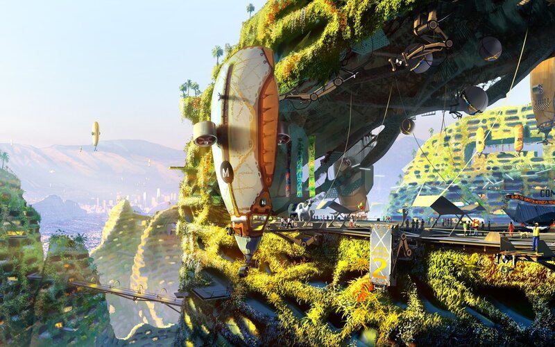 futuristic floating city