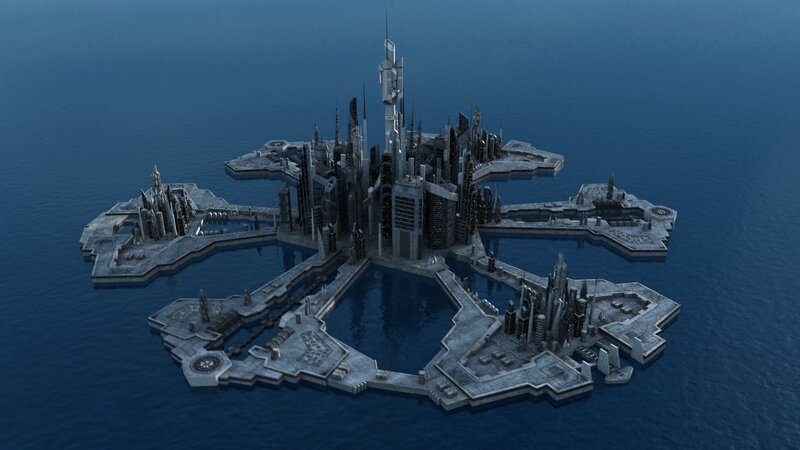 futuristic floating city