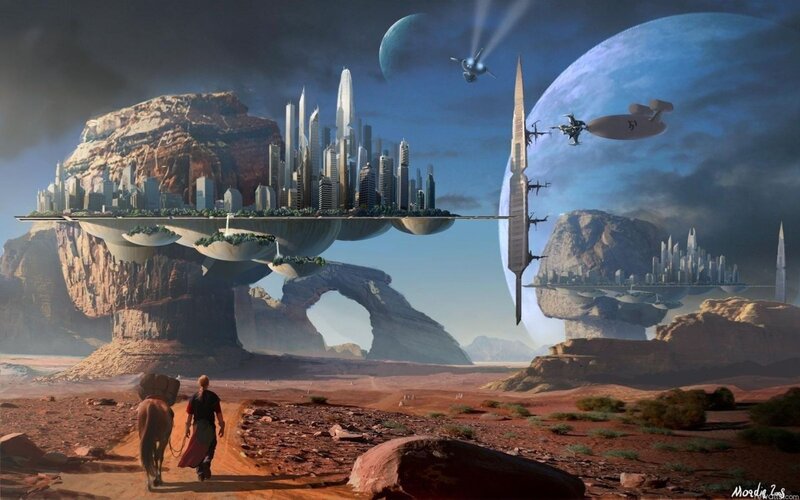 futuristic floating city