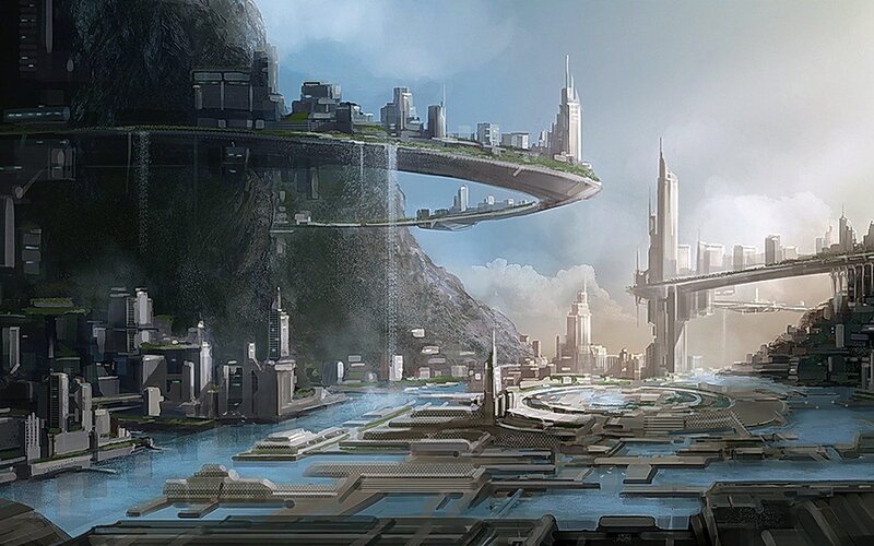 futuristic floating city