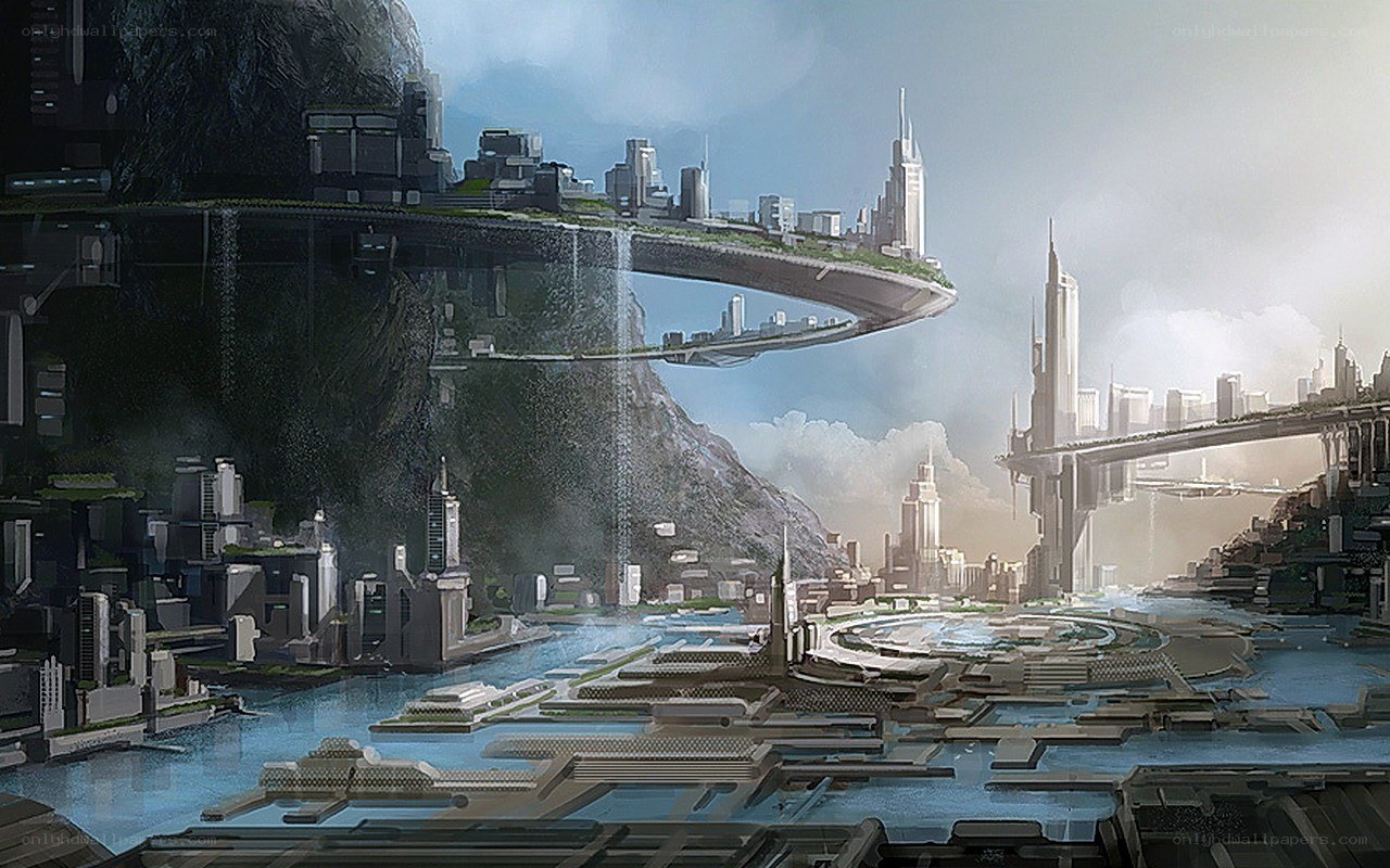 futuristic floating city