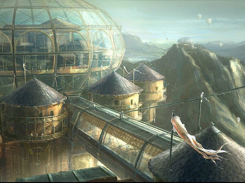 futuristic floating city