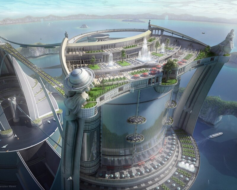 futuristic floating city