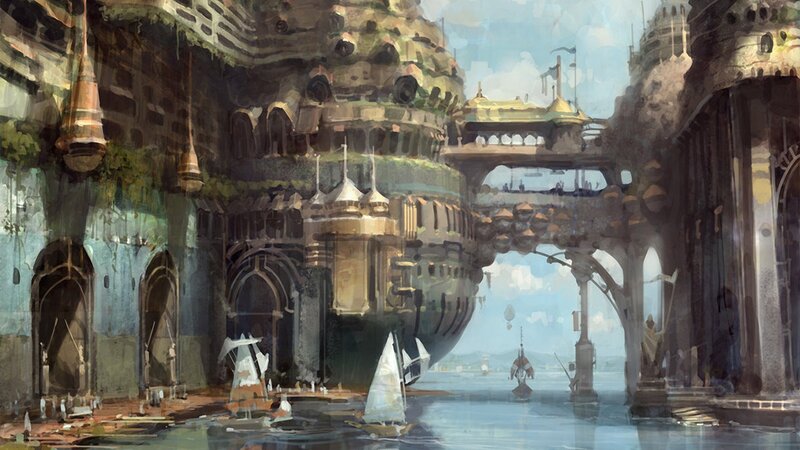 futuristic floating city