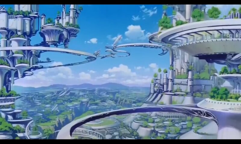 Futuristic Floating City — Blue, Serene, Afternoon, Anime