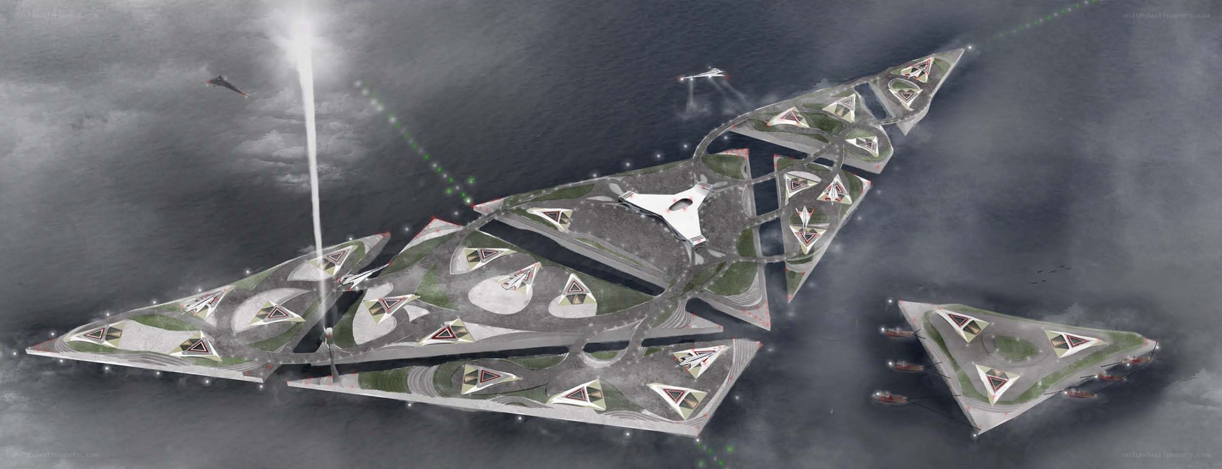 futuristic floating city concept