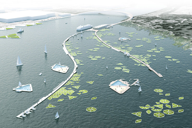 futuristic floating city concept