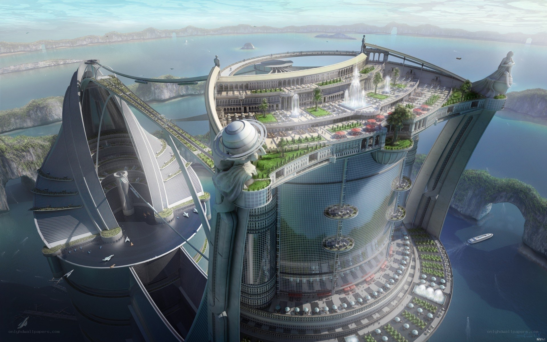 futuristic floating city