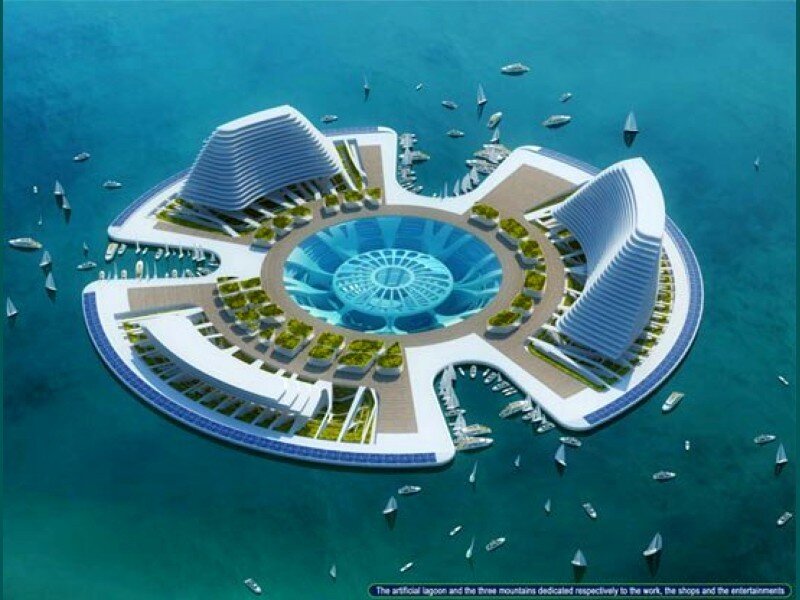 Futuristic floating island concept
