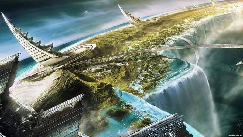 futuristic floating island