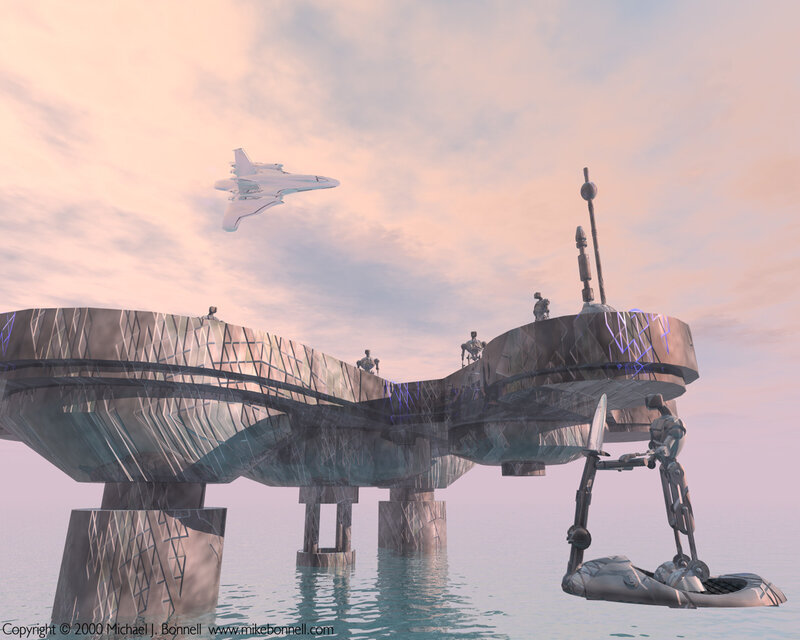 Futuristic floating platform