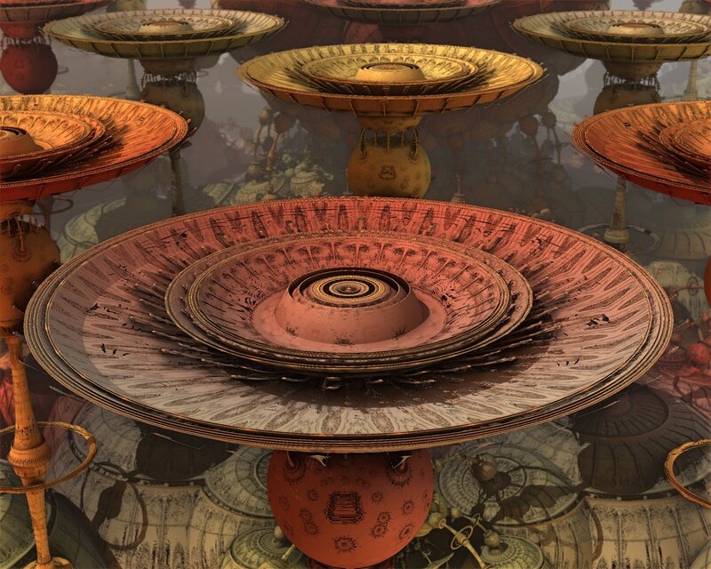 futuristic floating platforms