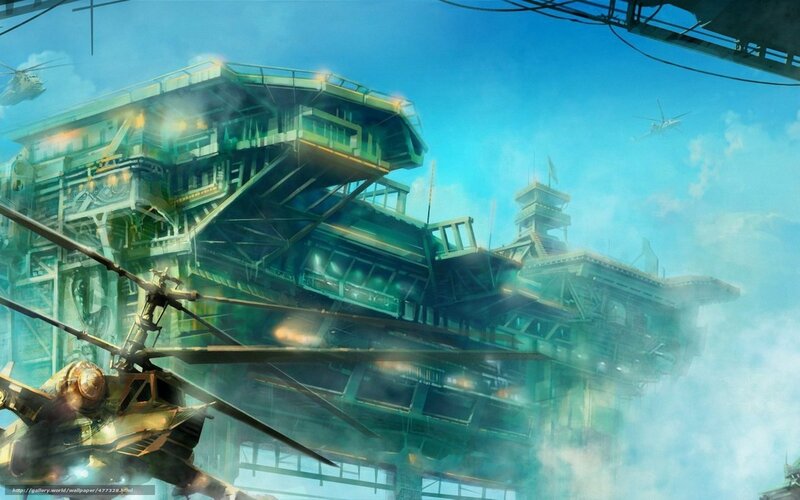 Futuristic Floating Structure — Blue, Dramatic
