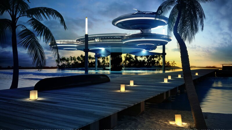 Futuristic Floating Structure — Blue