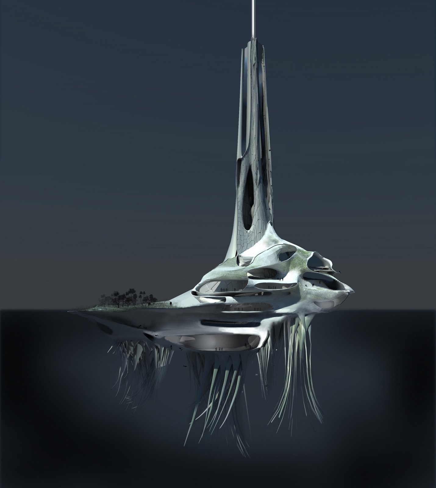 futuristic floating structure