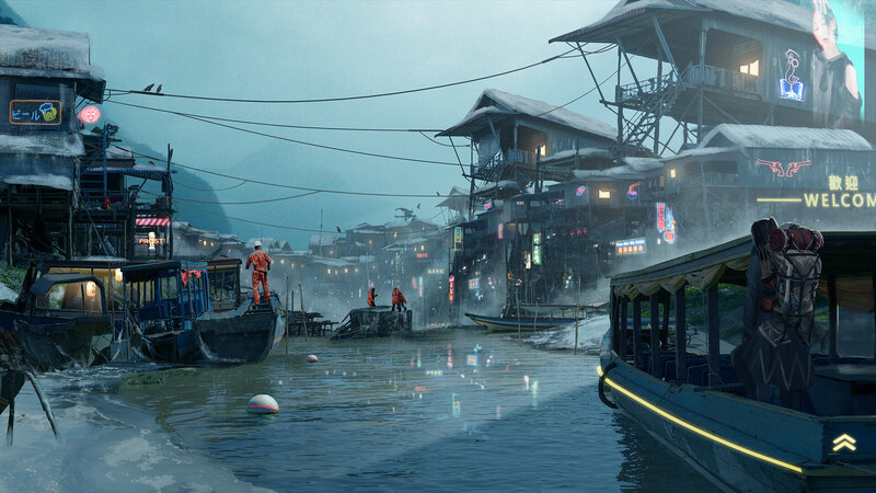 Futuristic Floating Village — Blue