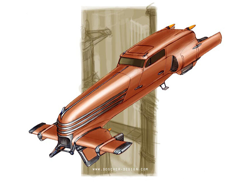 futuristic flying car concept