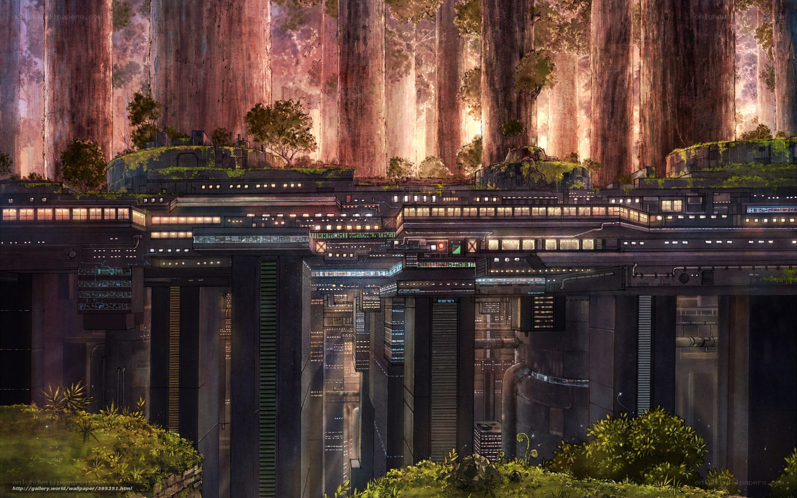 futuristic forest cityscape