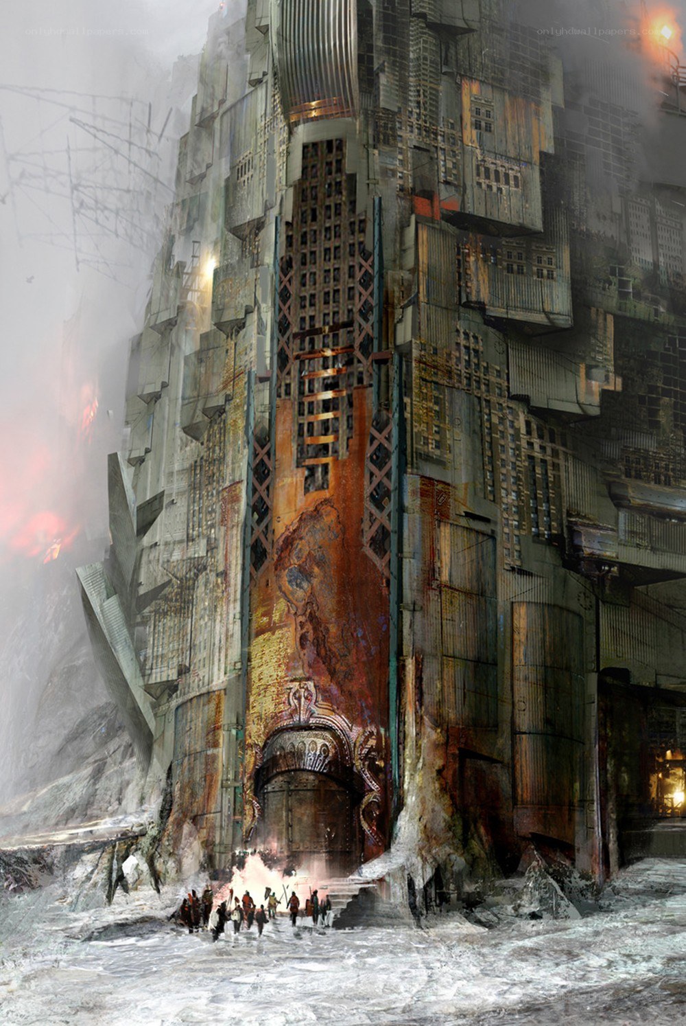futuristic fortress in snow
