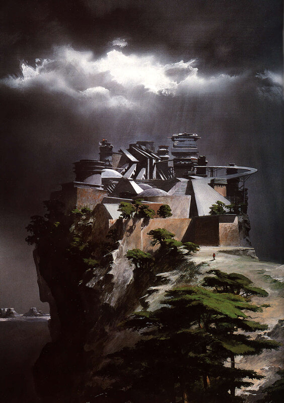 Futuristic fortress on a cliff