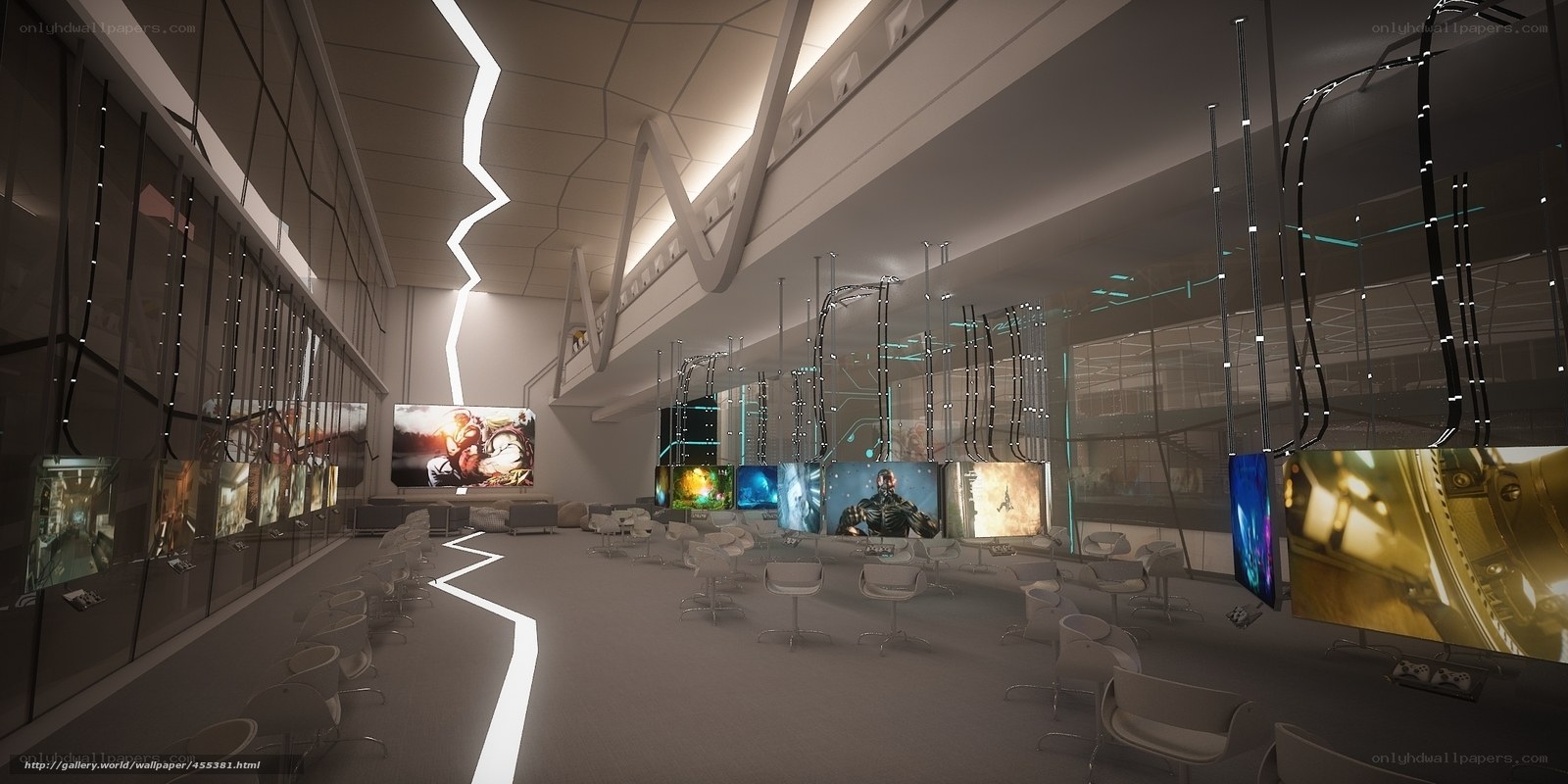 futuristic gaming exhibition hall