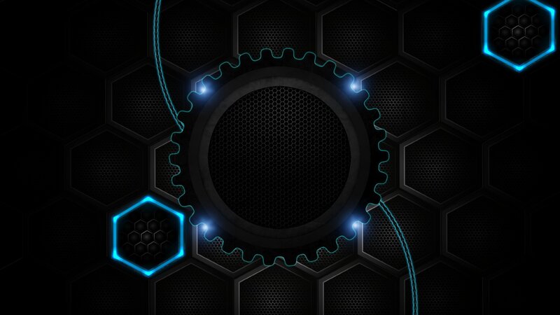futuristic gear and hexagon design