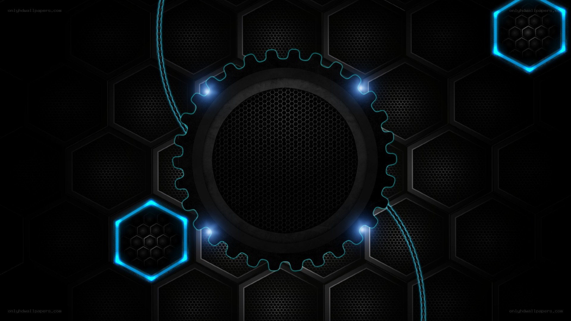 futuristic gear and hexagon design