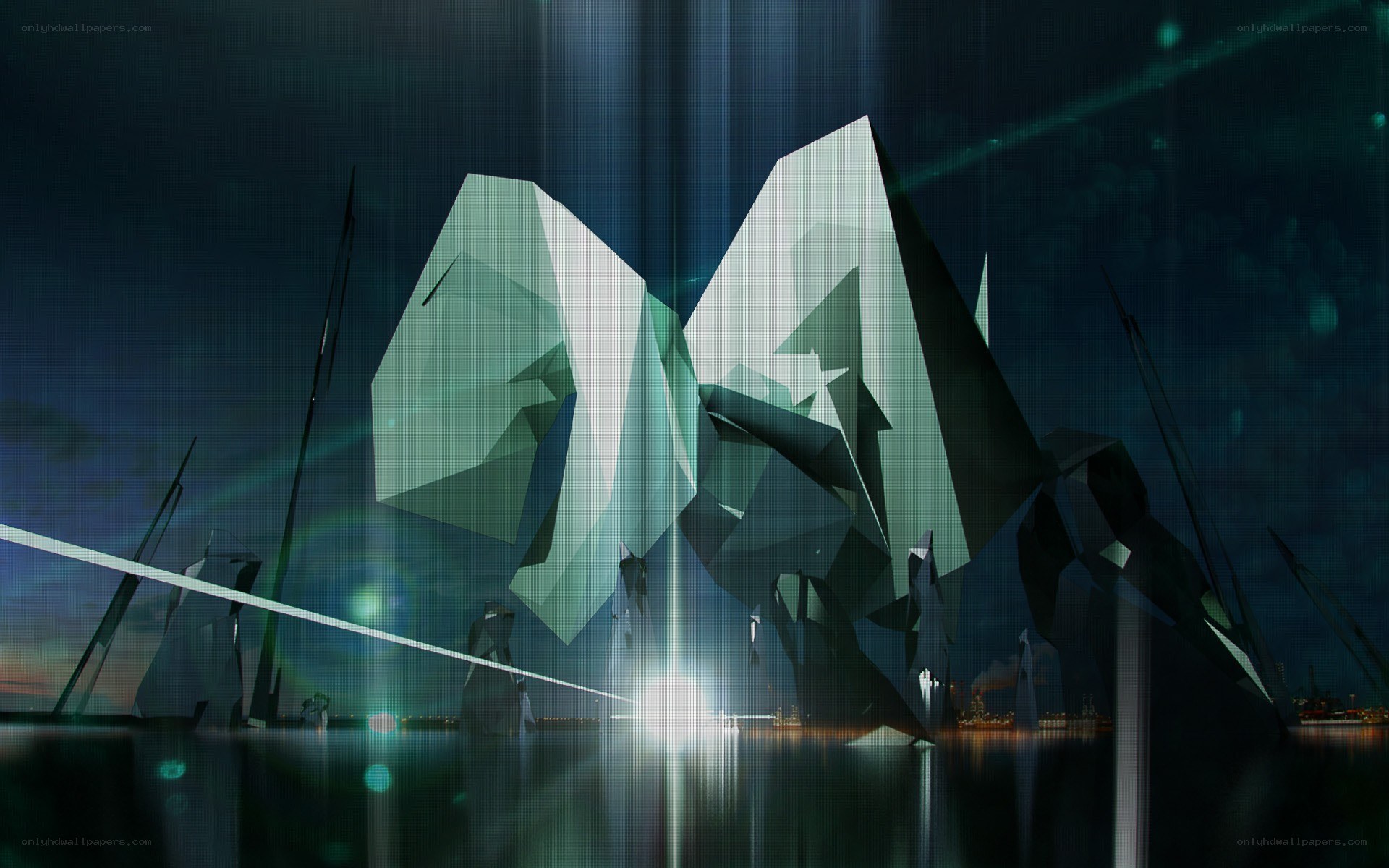 futuristic geometric sculpture