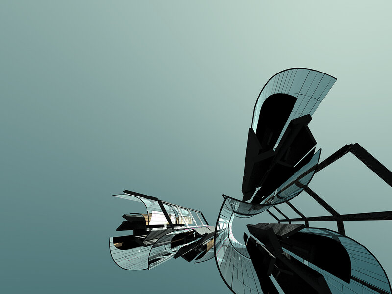 futuristic glass architecture