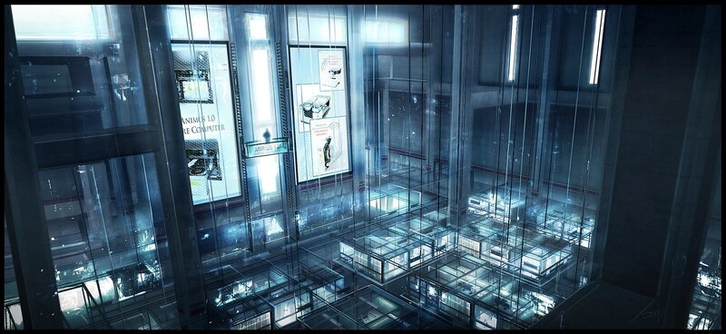 futuristic glass atrium