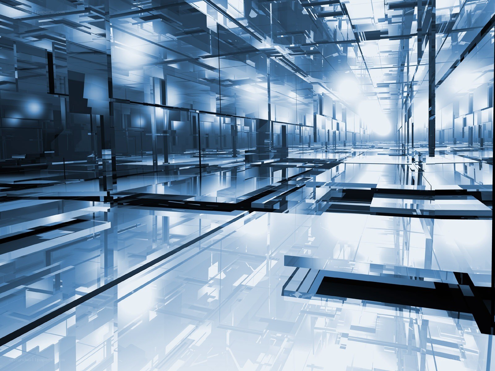futuristic glass corridor