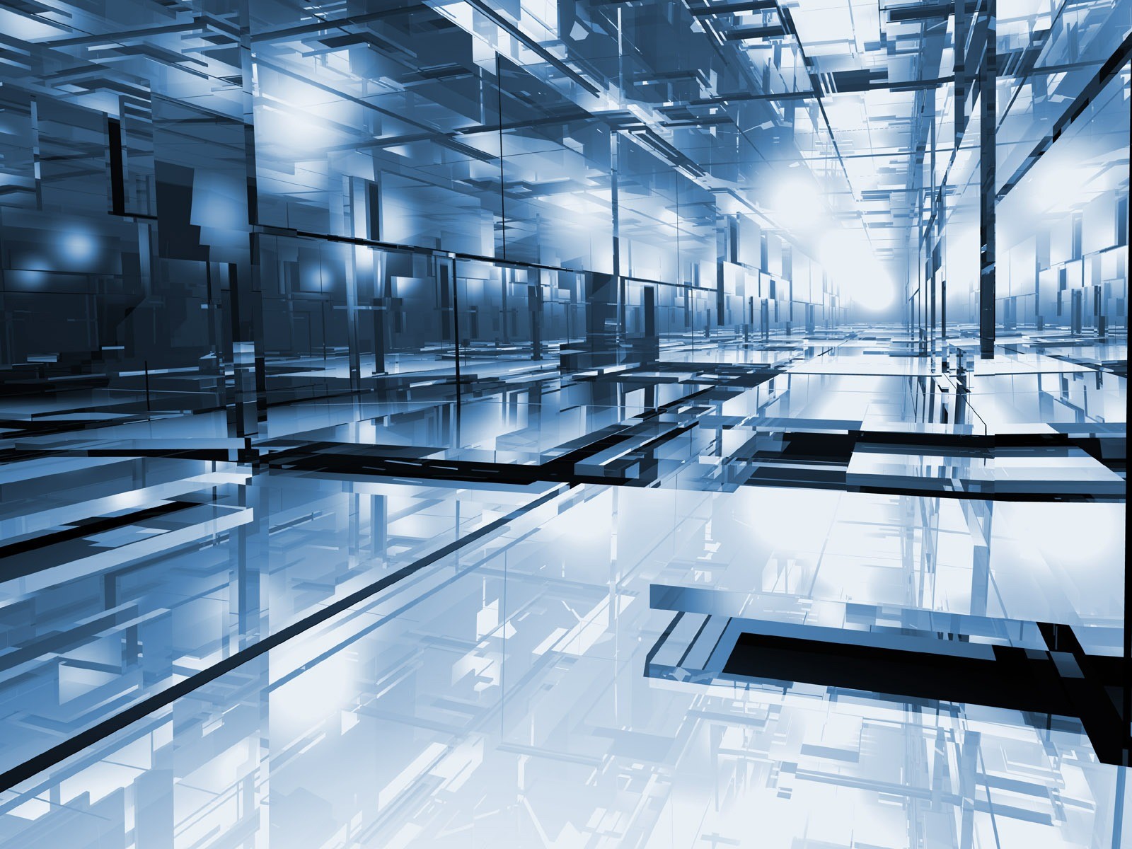 futuristic glass corridor