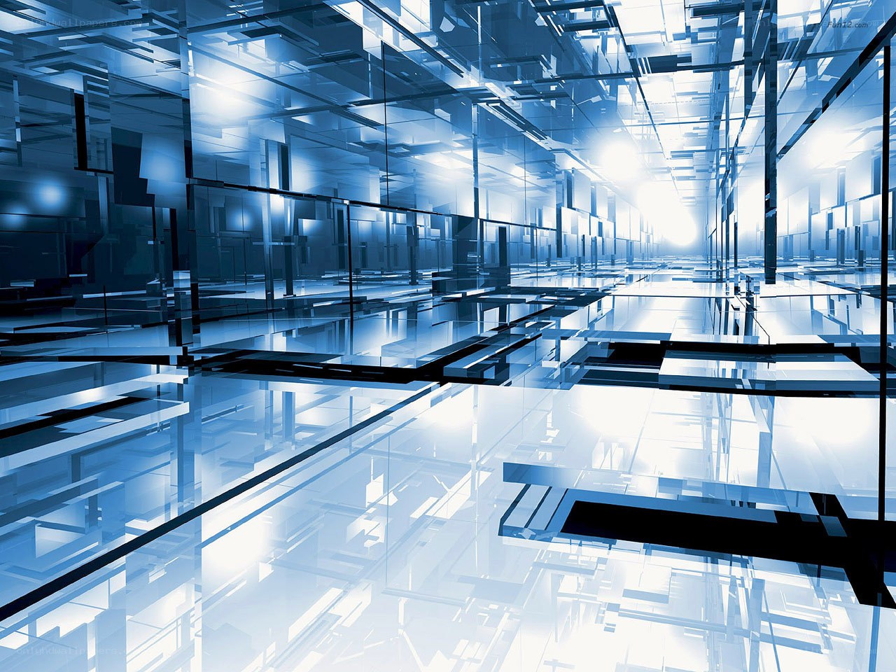 futuristic glass corridor